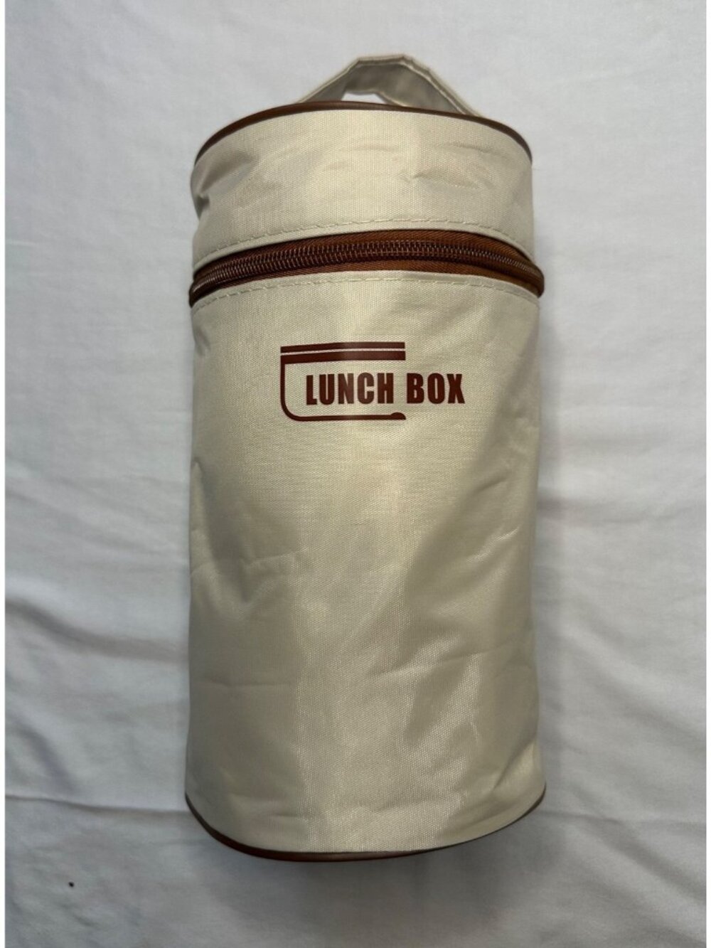 Insulated Beige Lunch Bag With 3 Leakproof Containers & Zipper Lid  4" Diameter